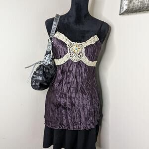 Purple crinkle babydoll top medium